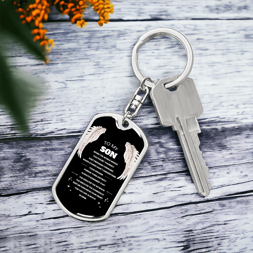 To Son | Keep Pressing Forward | Personilized Option | Dog Tag