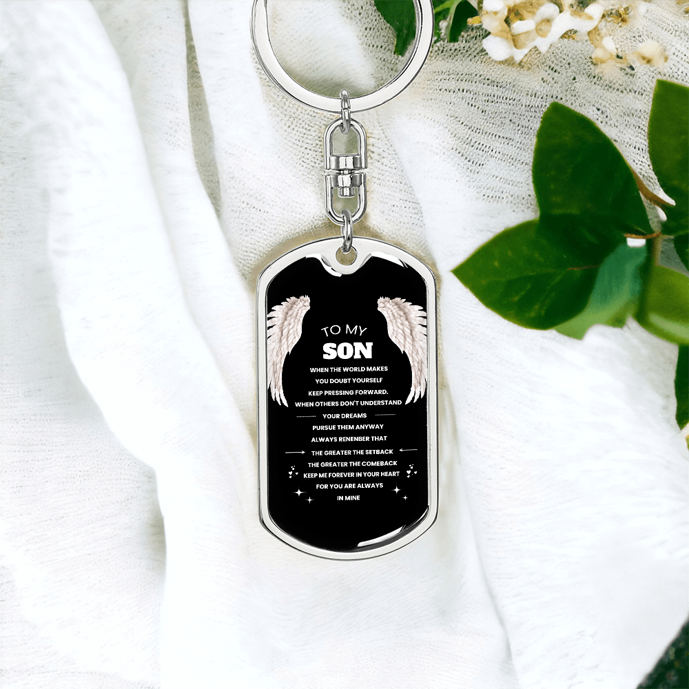 To Son | Keep Pressing Forward | Personilized Option | Dog Tag