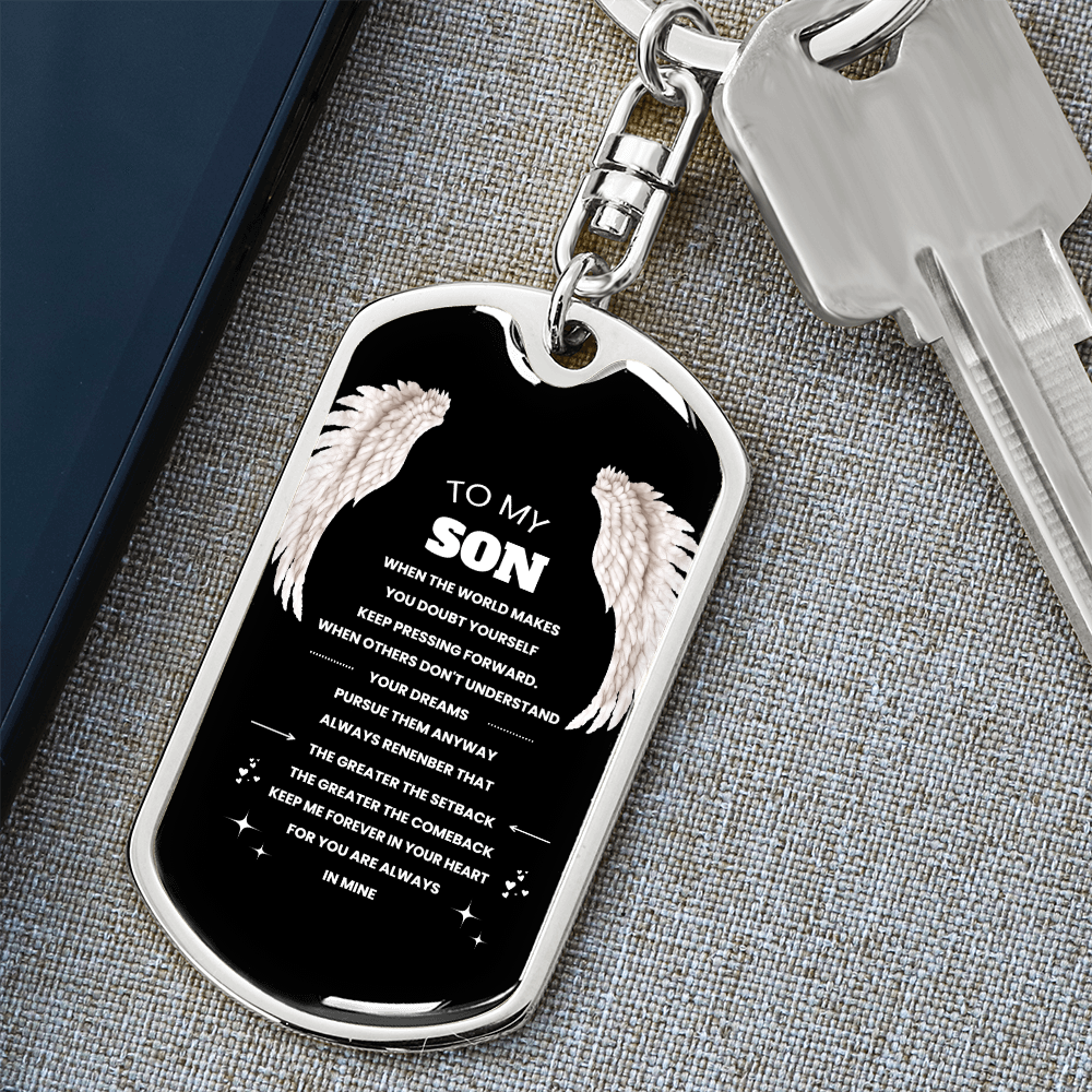 To Son | Keep Pressing Forward | Personilized Option | Dog Tag