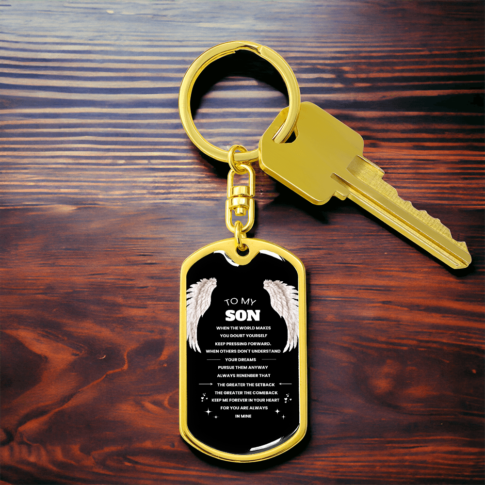 To Son | Keep Pressing Forward | Personilized Option | Dog Tag