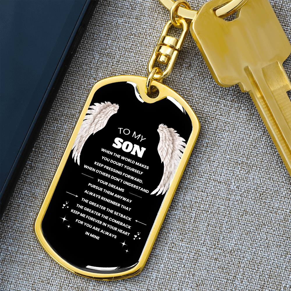 To Son | Keep Pressing Forward | Personilized Option | Dog Tag