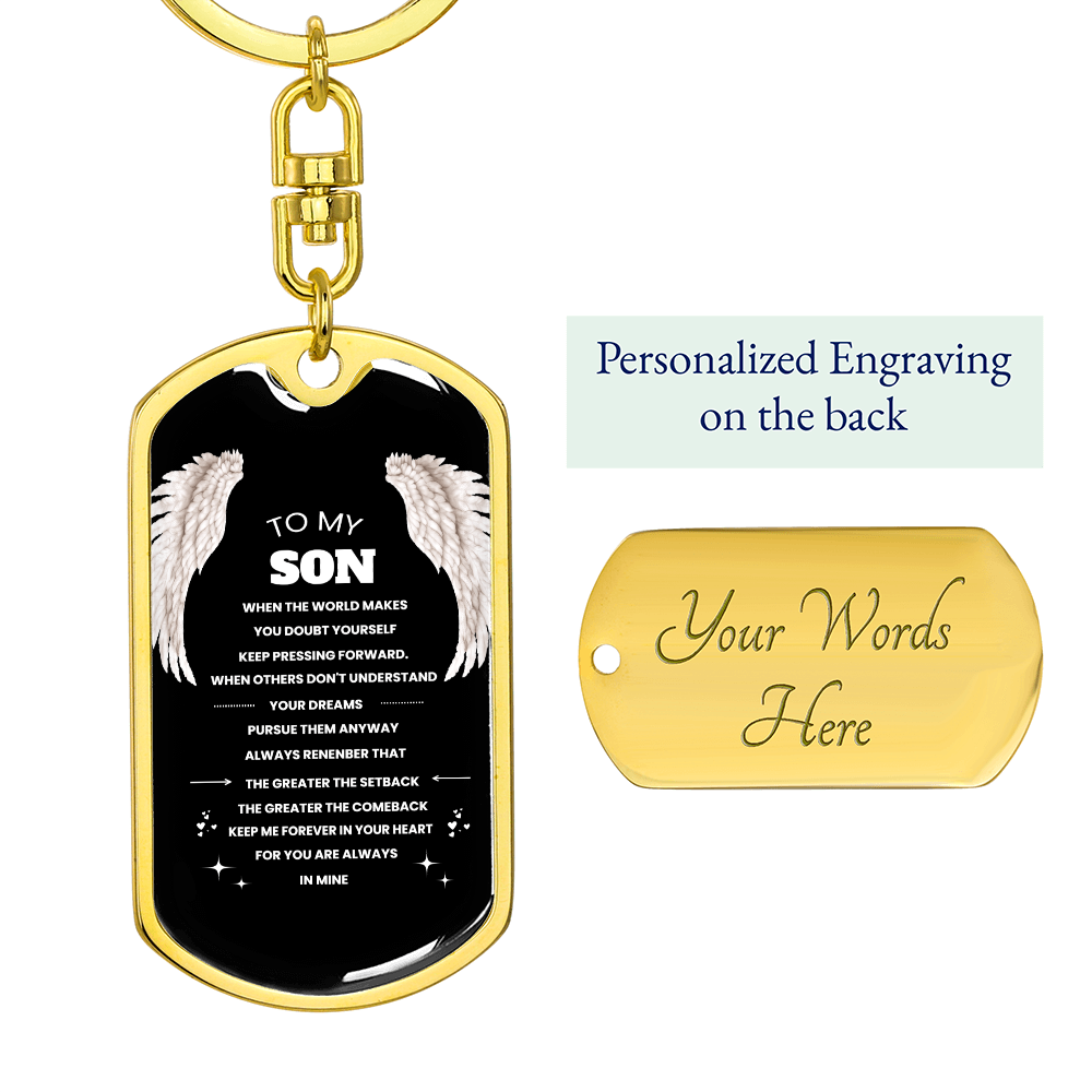 To Son | Keep Pressing Forward | Personilized Option | Dog Tag