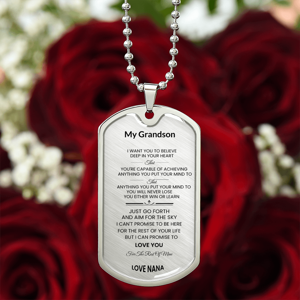 Grandson | Luxury Personilized Option Dog Tag | Nana