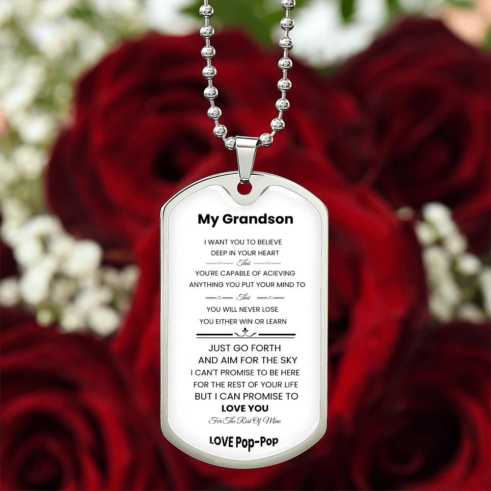 My Grandson | Luzury Personilized Option Dog Tag | Pop-Pop