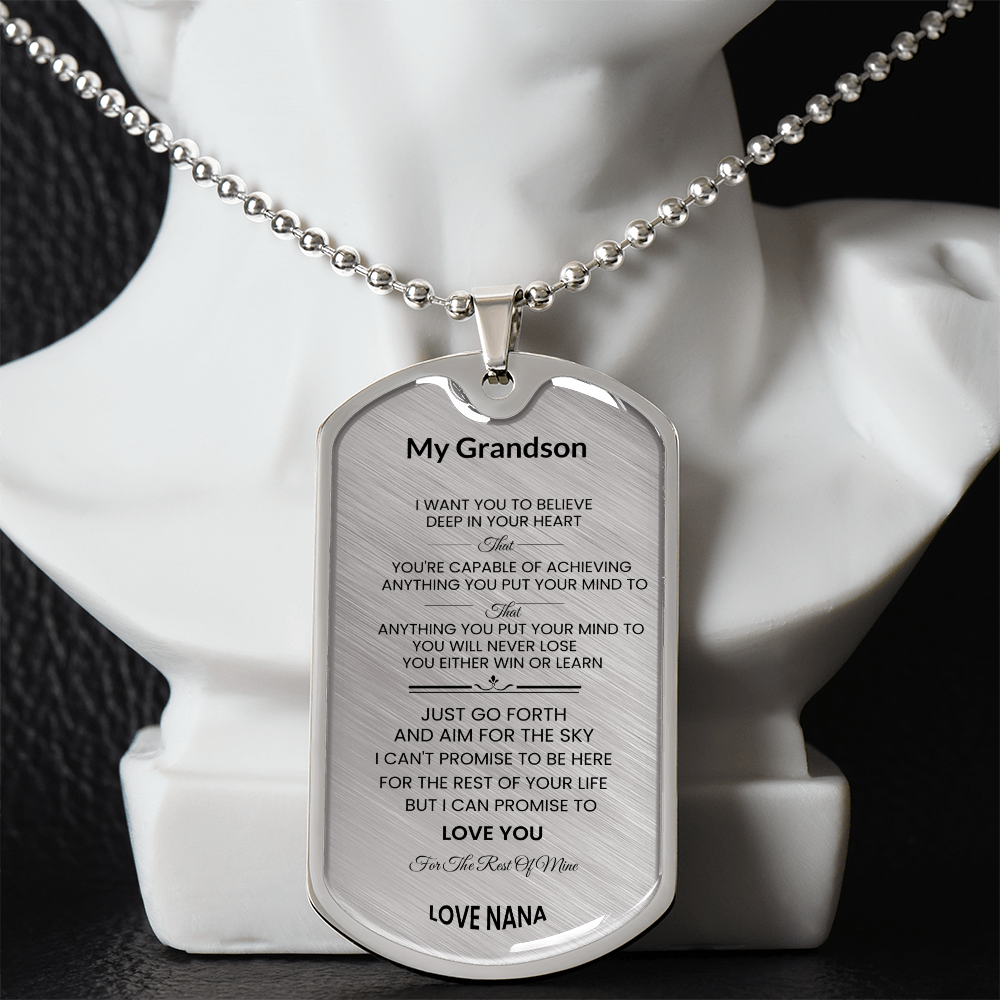 Grandson | Luxury Personilized Option Dog Tag | Nana