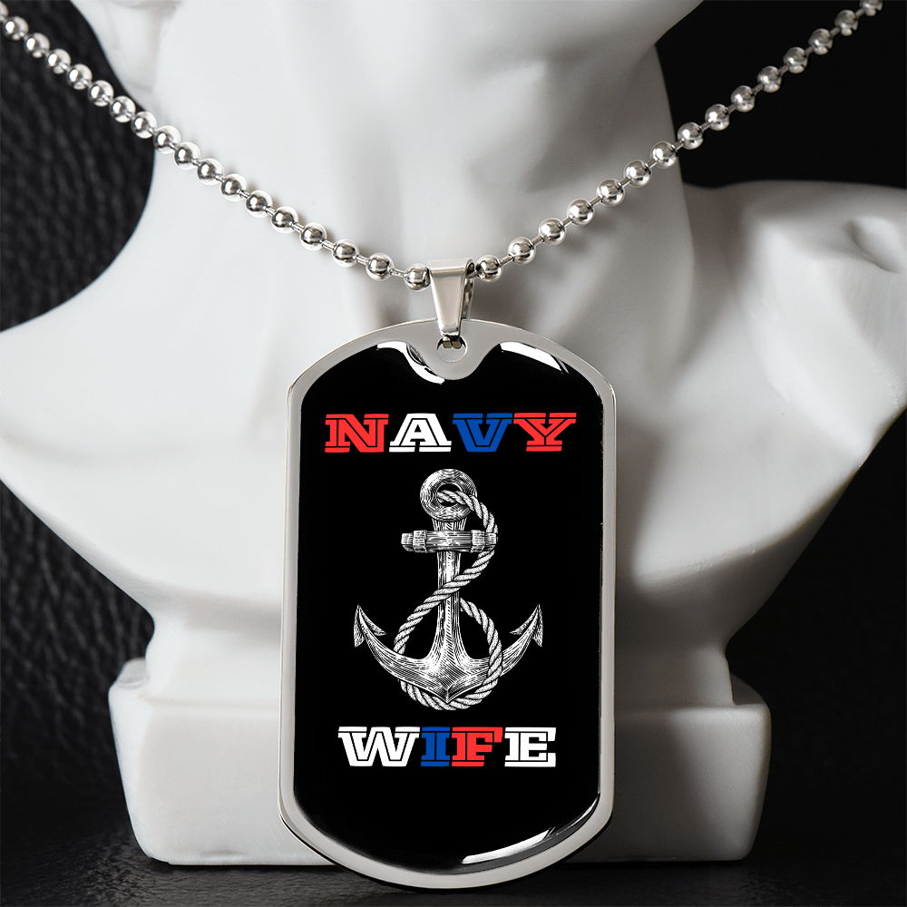 Navy Wife | Luxury Personilized Option Dog Tag Necklace