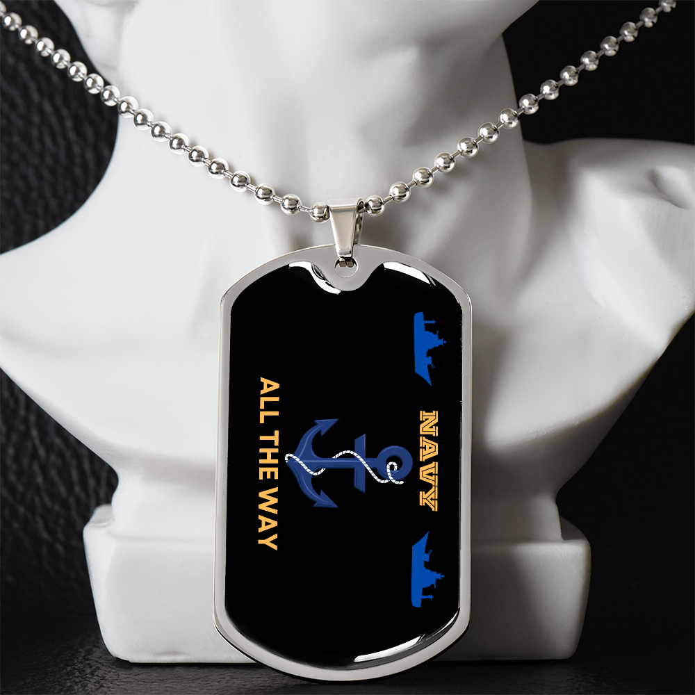 Navy All The Way | Personilized Optiom Luxury Dog Tag Necklace