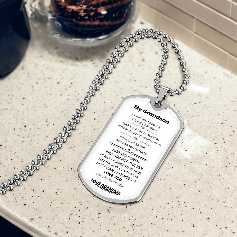 My Grandson | Luxury Personilized Option Dog Tag || Grandma