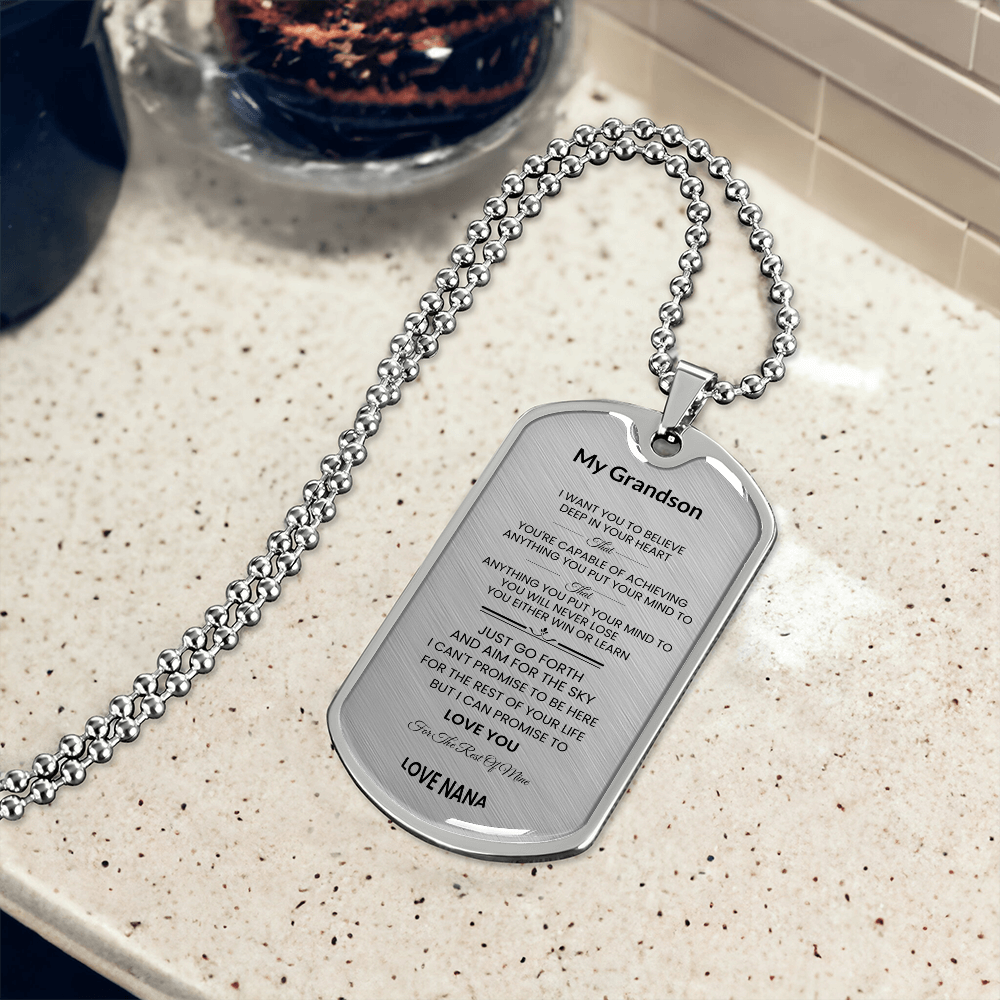 Grandson | Luxury Personilized Option Dog Tag | Nana