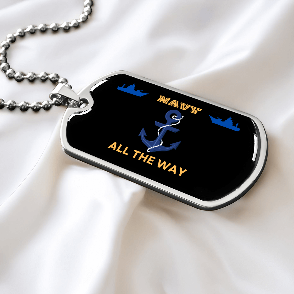 Navy All The Way | Personilized Optiom Luxury Dog Tag Necklace