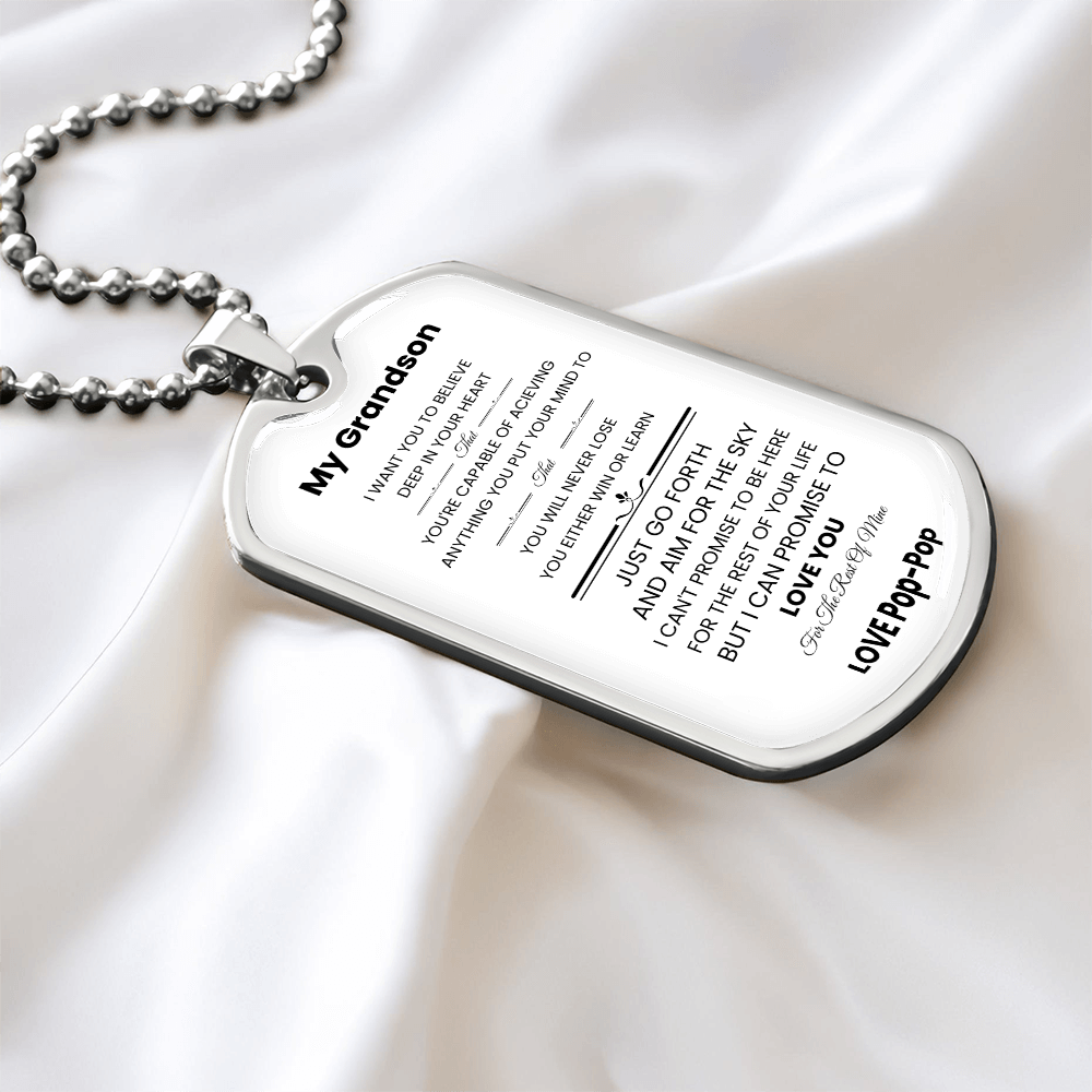 My Grandson | Luzury Personilized Option Dog Tag | Pop-Pop