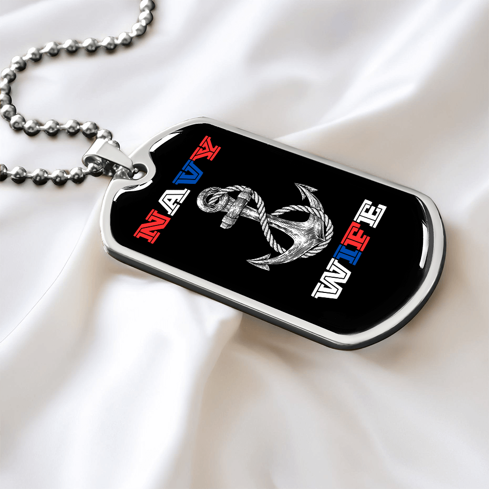 Navy Wife | Luxury Personilized Option Dog Tag Necklace