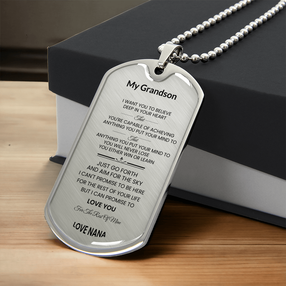 Grandson | Luxury Personilized Option Dog Tag | Nana