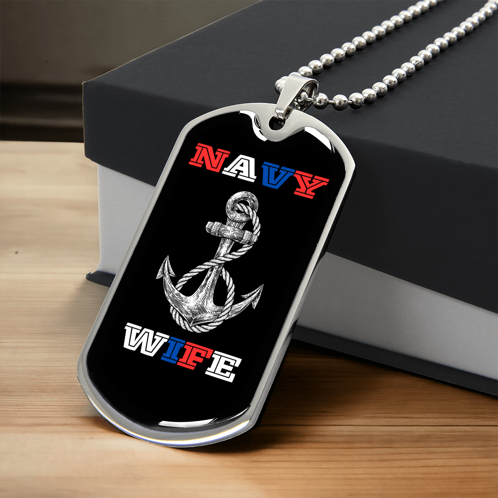 Navy Wife | Luxury Personilized Option Dog Tag Necklace