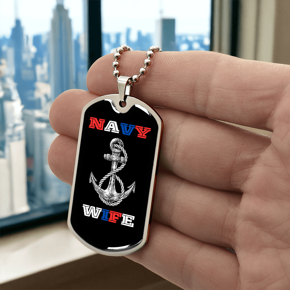 Navy Wife | Luxury Personilized Option Dog Tag Necklace