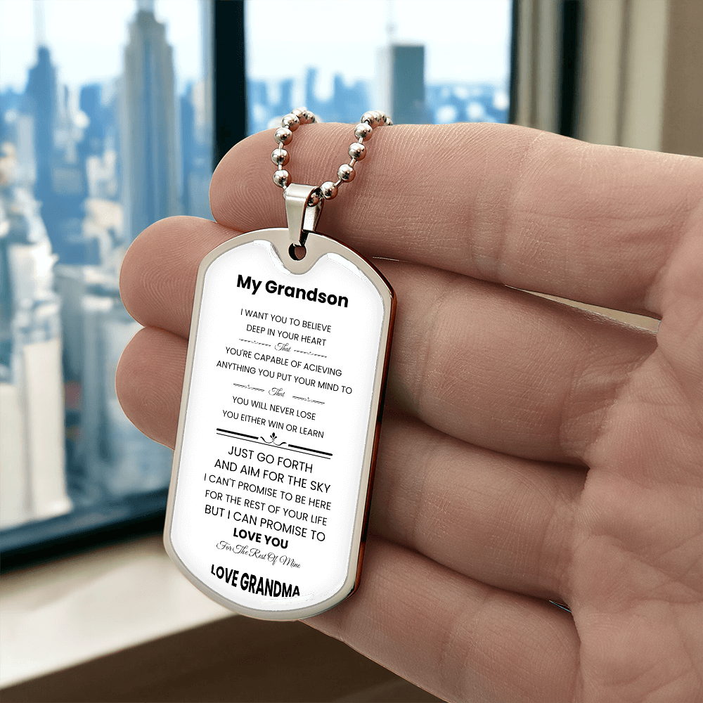 My Grandson | Luxury Personilized Option Dog Tag || Grandma