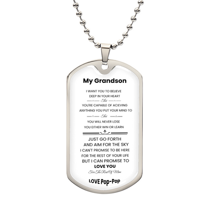 My Grandson | Luzury Personilized Option Dog Tag | Pop-Pop