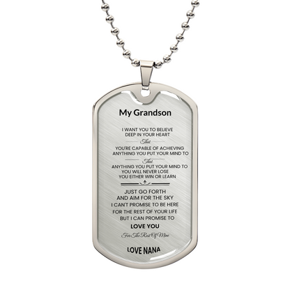 Grandson | Luxury Personilized Option Dog Tag | Nana