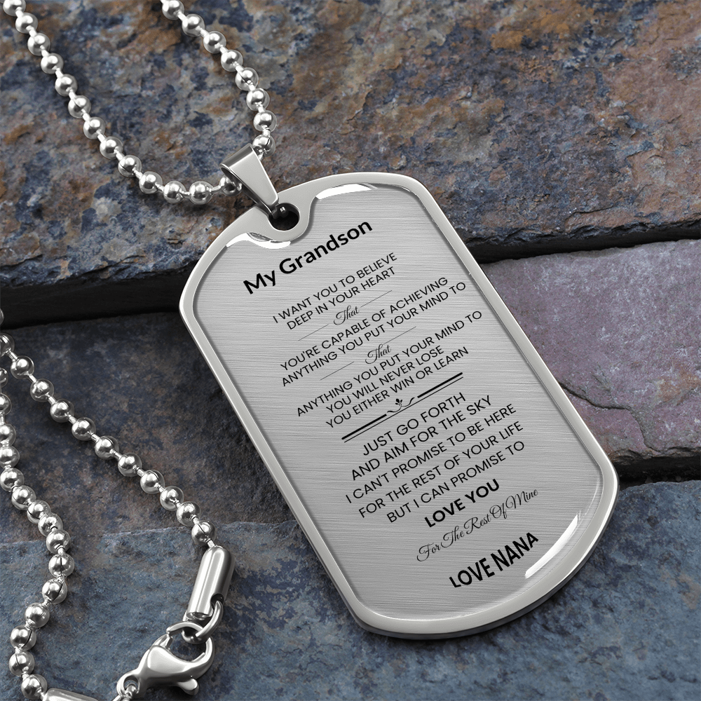 Grandson | Luxury Personilized Option Dog Tag | Nana