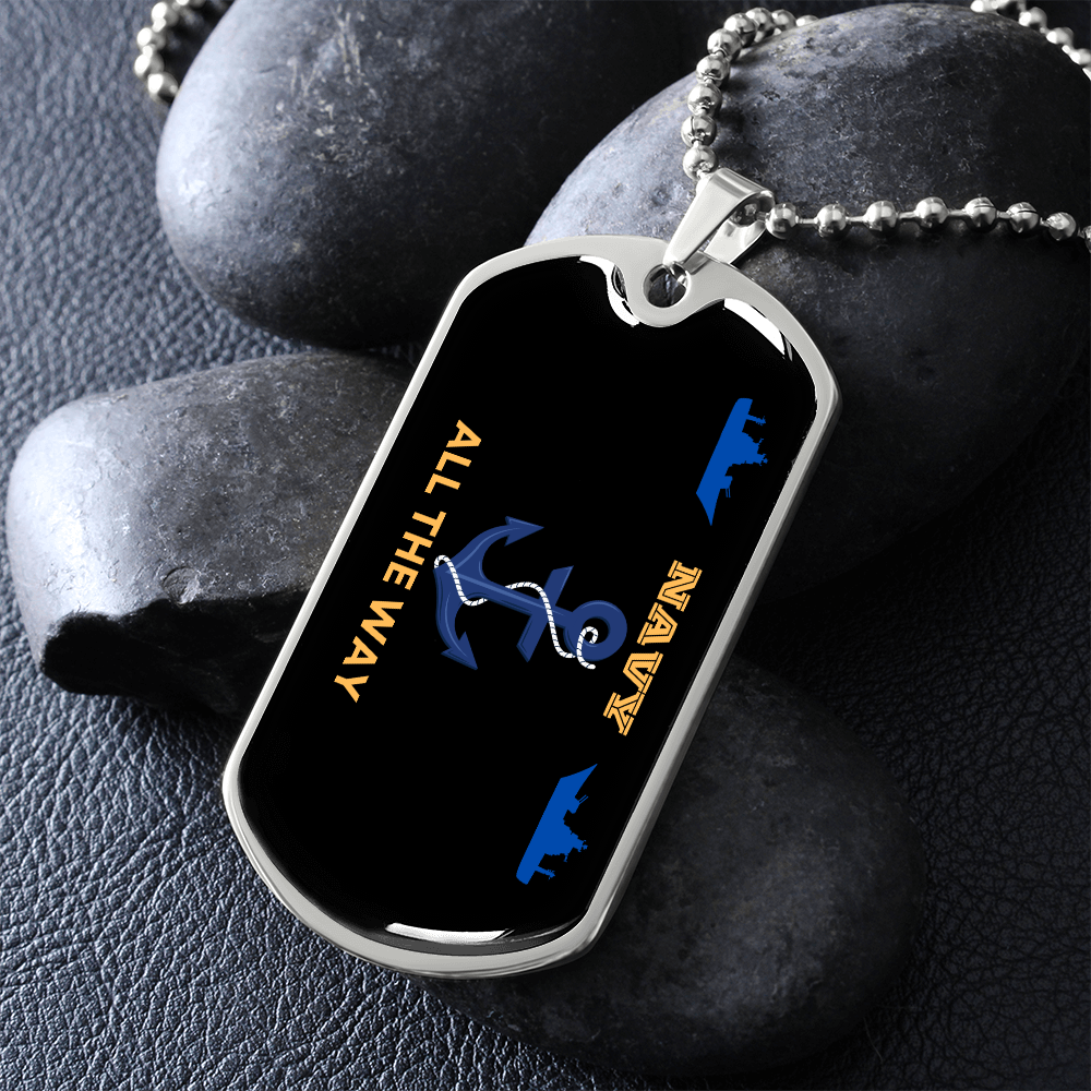 Navy All The Way | Personilized Optiom Luxury Dog Tag Necklace