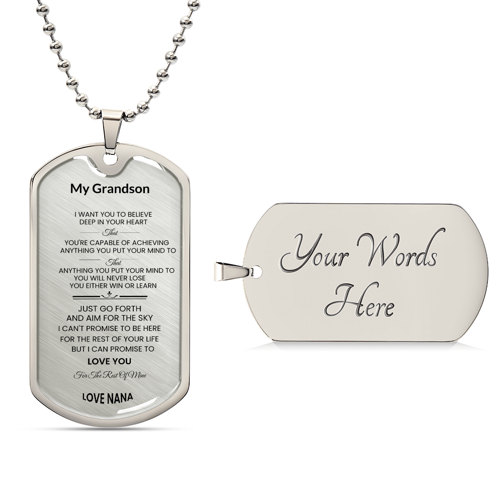 Grandson | Luxury Personilized Option Dog Tag | Nana