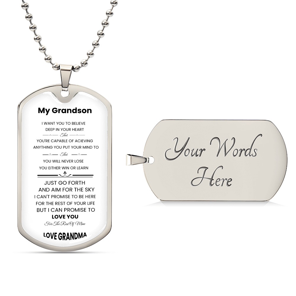 My Grandson | Luxury Personilized Option Dog Tag || Grandma