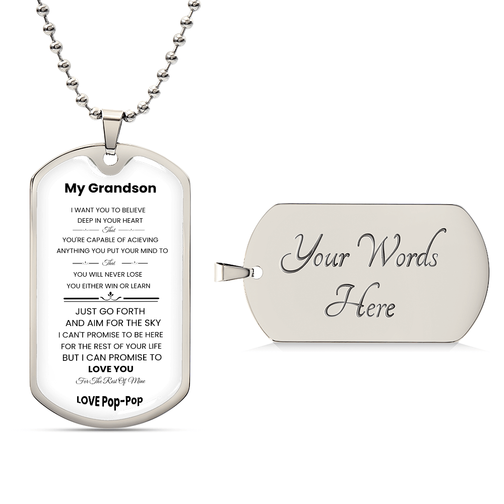 My Grandson | Luzury Personilized Option Dog Tag | Pop-Pop