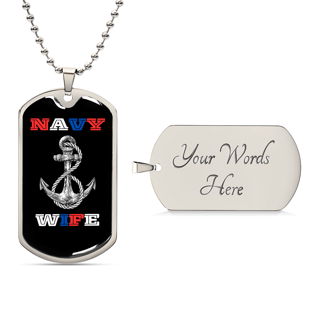 Navy Wife | Luxury Personilized Option Dog Tag Necklace