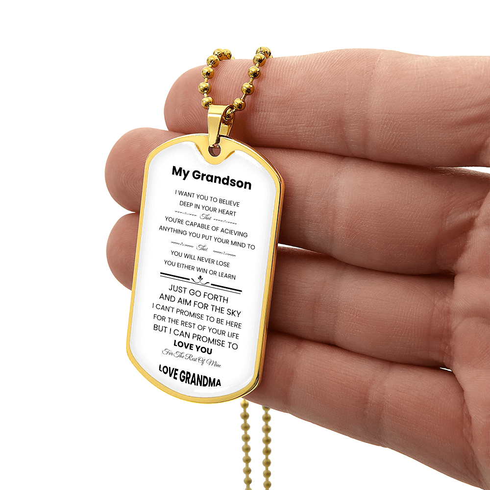 My Grandson | Luxury Personilized Option Dog Tag || Grandma