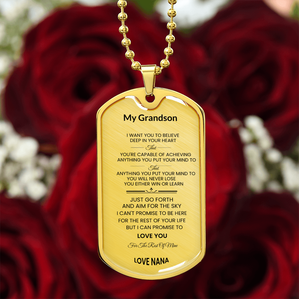 Grandson | Luxury Personilized Option Dog Tag | Nana