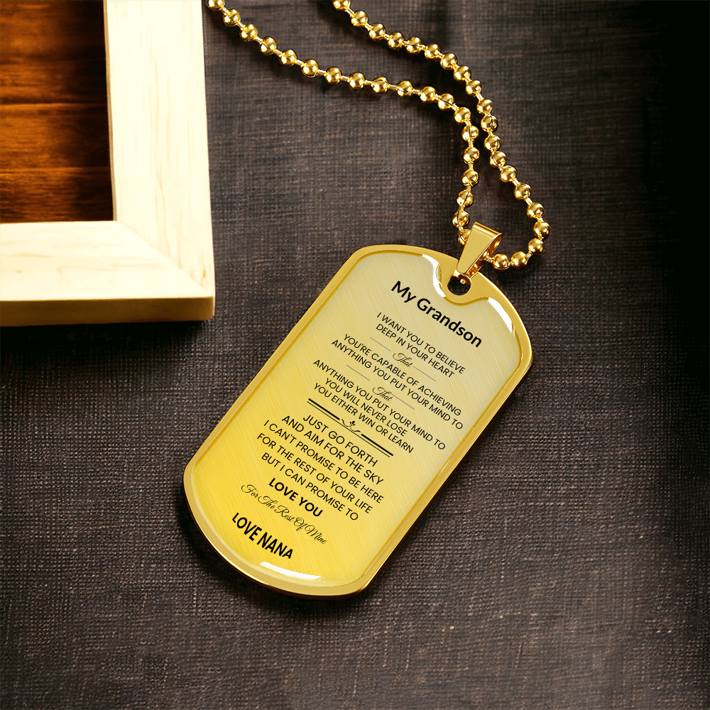 Grandson | Luxury Personilized Option Dog Tag | Nana