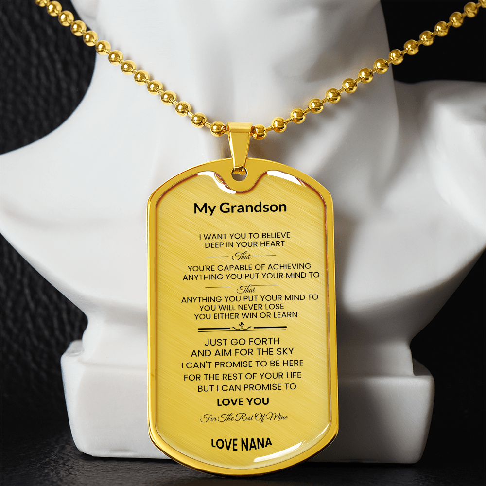 Grandson | Luxury Personilized Option Dog Tag | Nana