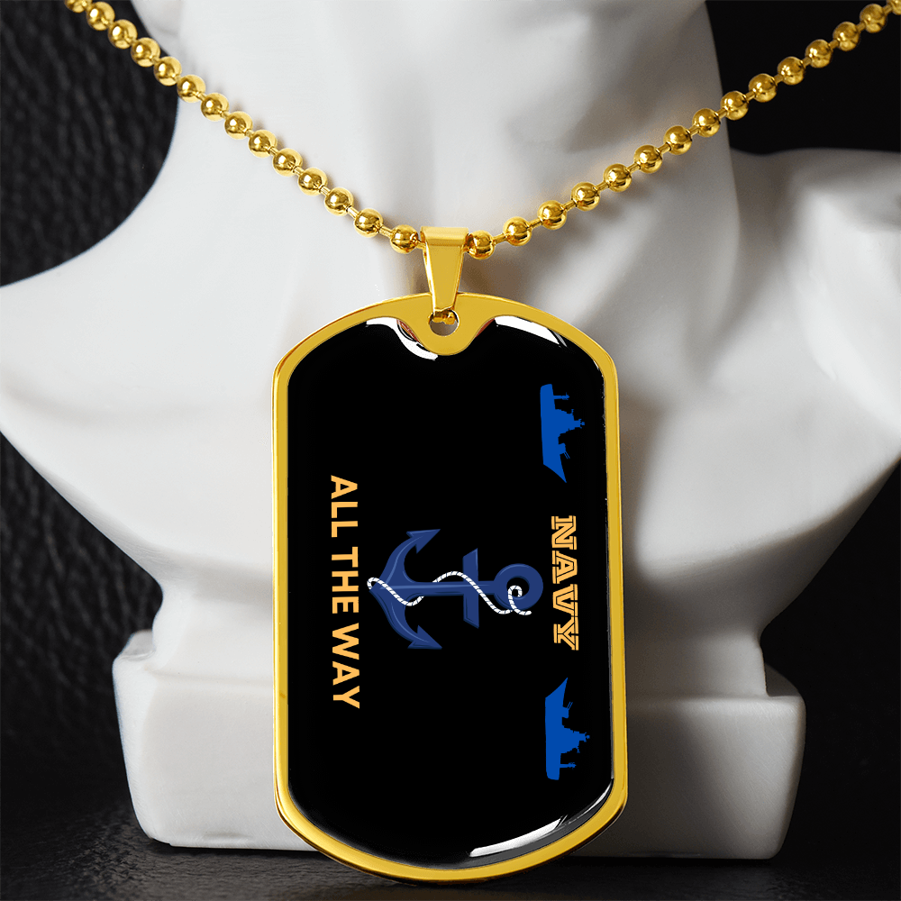 Navy All The Way | Personilized Optiom Luxury Dog Tag Necklace