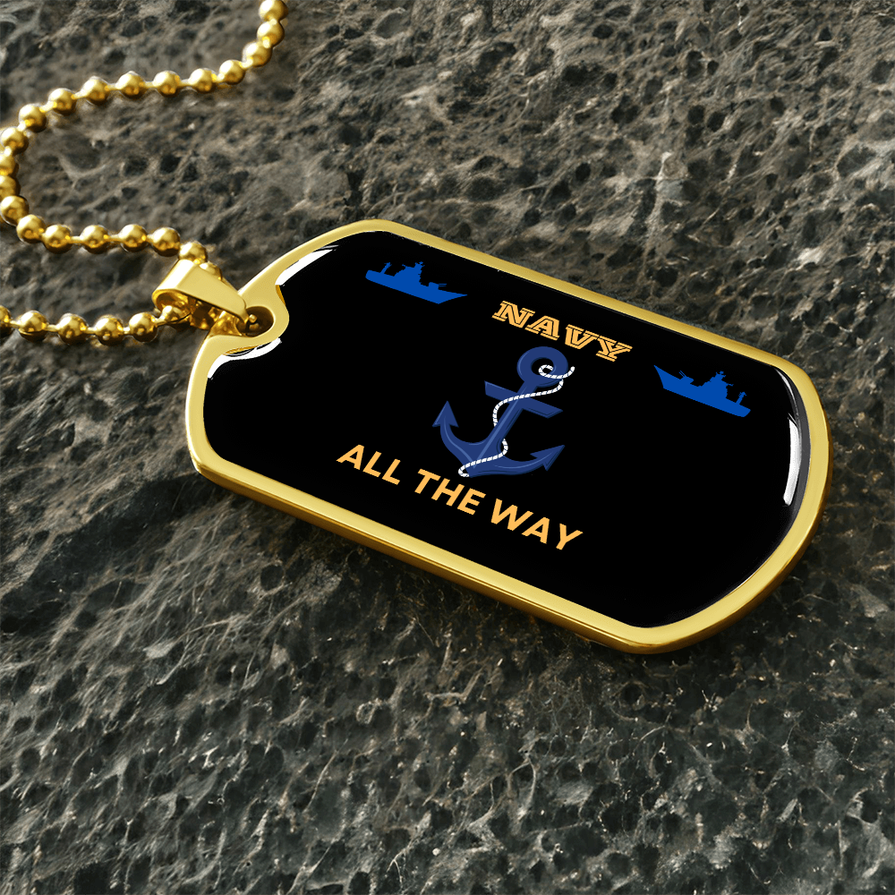 Navy All The Way | Personilized Optiom Luxury Dog Tag Necklace