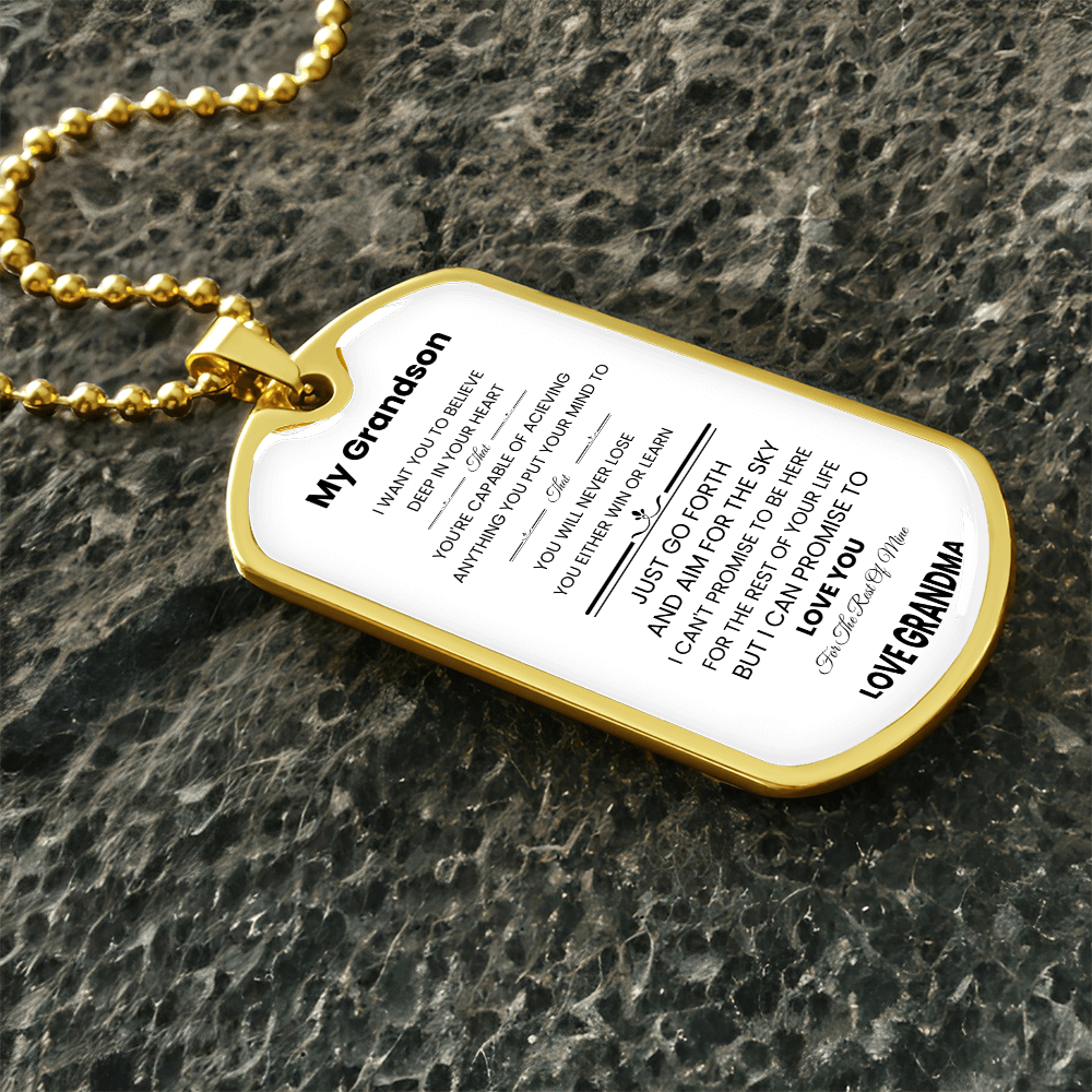 My Grandson | Luxury Personilized Option Dog Tag || Grandma