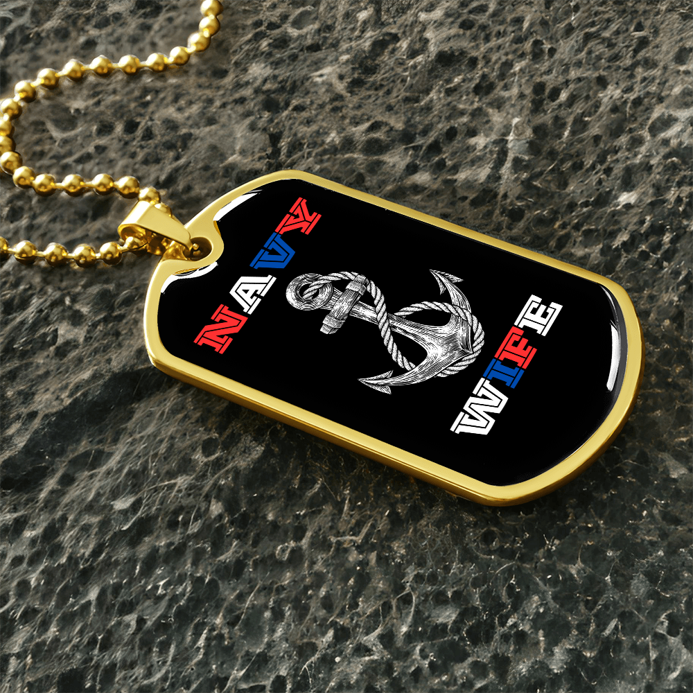 Navy Wife | Luxury Personilized Option Dog Tag Necklace