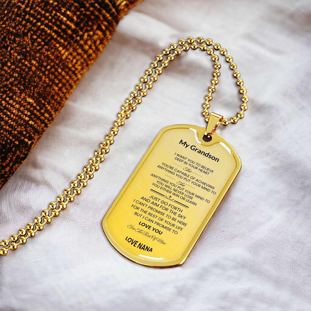 Grandson | Luxury Personilized Option Dog Tag | Nana