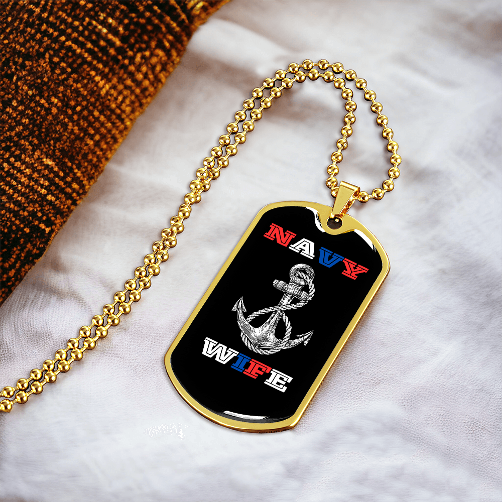 Navy Wife | Luxury Personilized Option Dog Tag Necklace