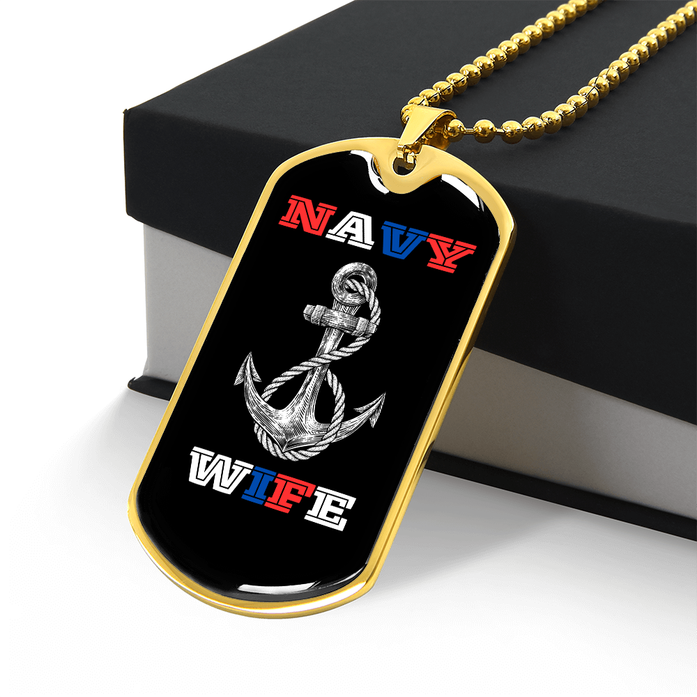 Navy Wife | Luxury Personilized Option Dog Tag Necklace