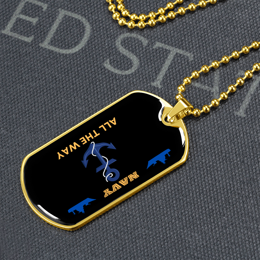 Navy All The Way | Personilized Optiom Luxury Dog Tag Necklace