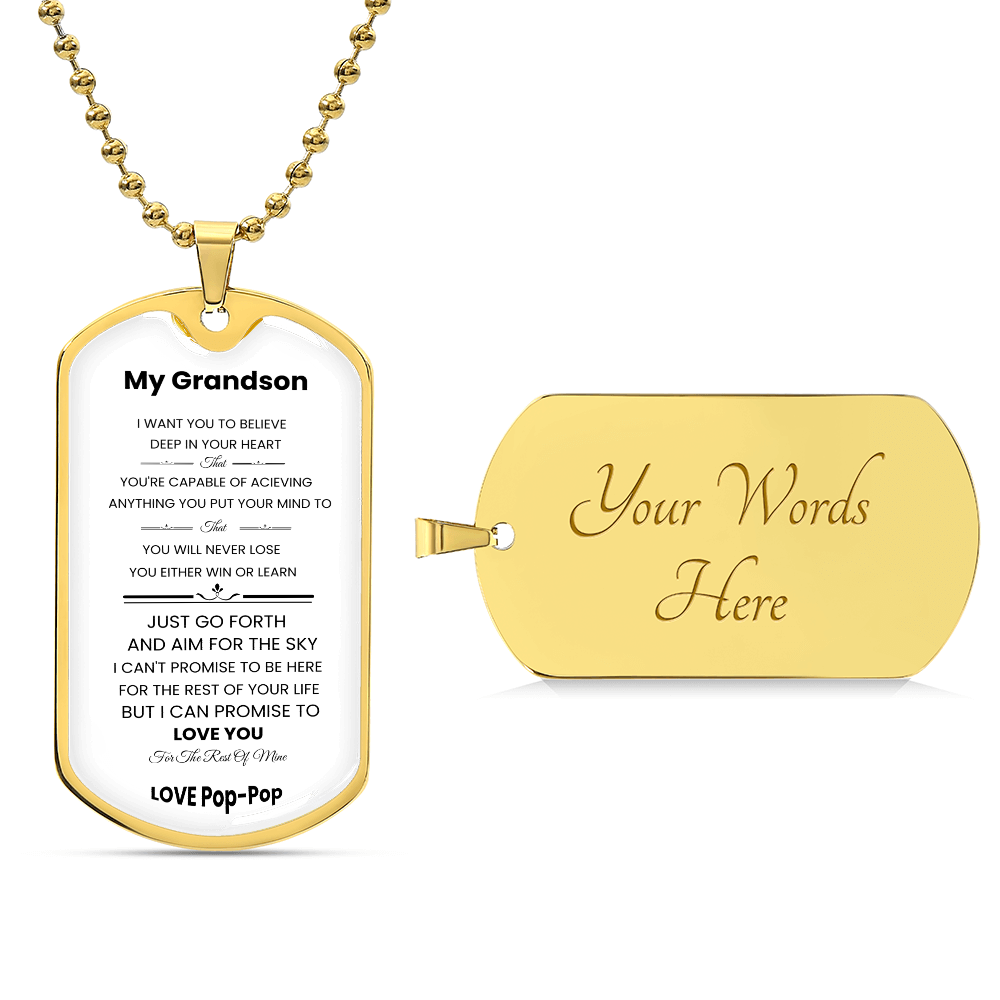 My Grandson | Luzury Personilized Option Dog Tag | Pop-Pop