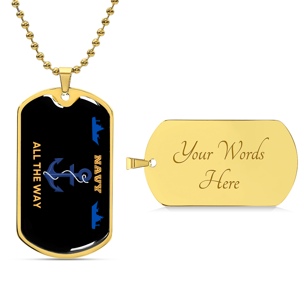 Navy All The Way | Personilized Optiom Luxury Dog Tag Necklace