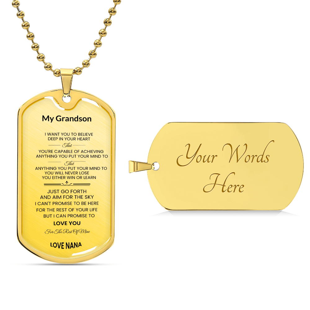 Grandson | Luxury Personilized Option Dog Tag | Nana