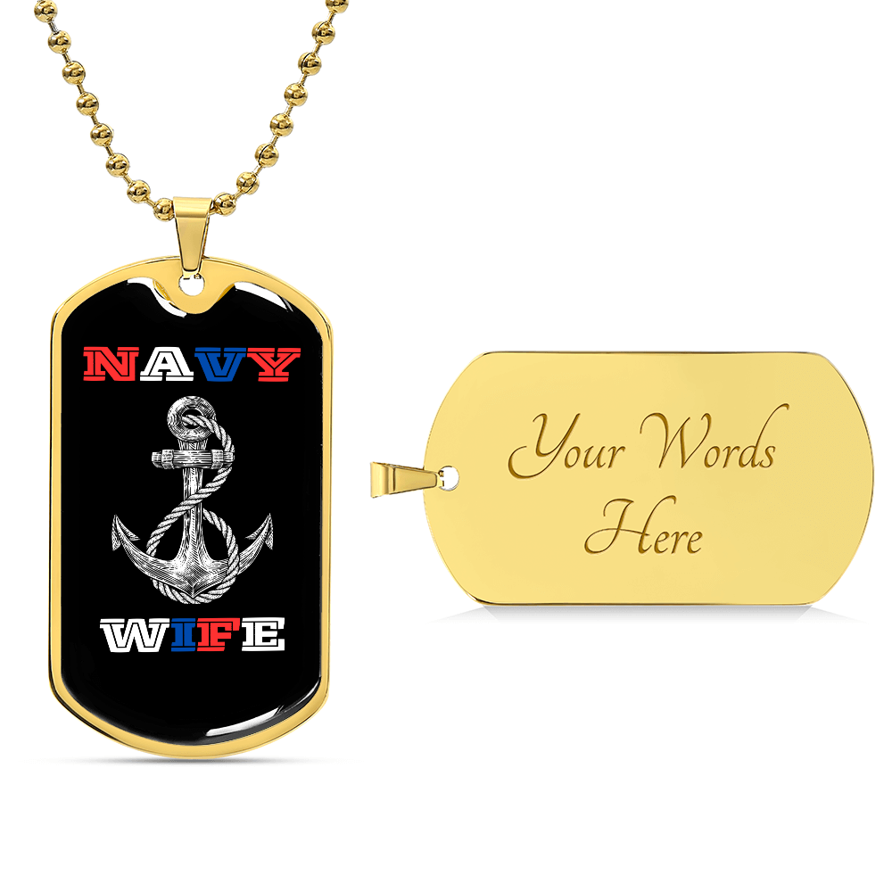 Navy Wife | Luxury Personilized Option Dog Tag Necklace