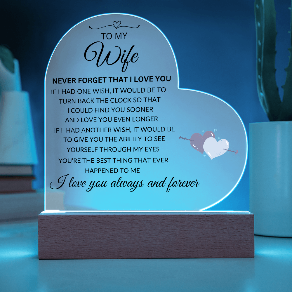 To My Wife | One Wish | From Husband | Acrylic Heart