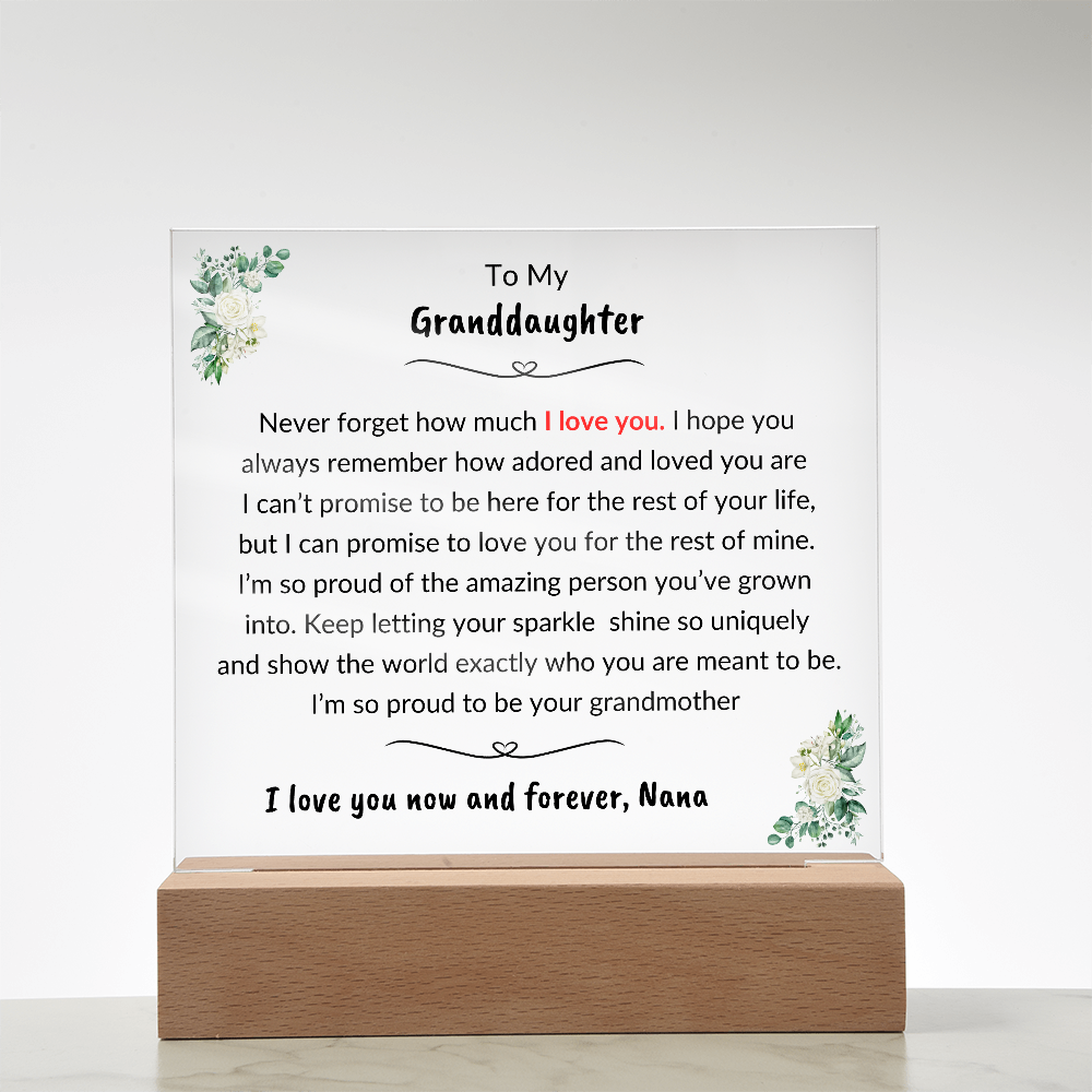 To My Granddaughter | So Proud To Be Your Grandmother | Nana | Acrylic Plaque