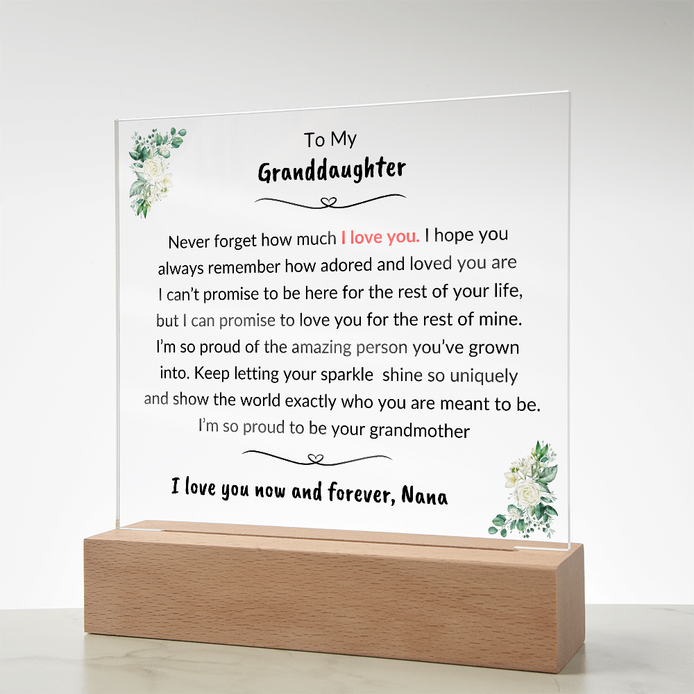 To My Granddaughter | So Proud To Be Your Grandmother | Nana | Acrylic Plaque